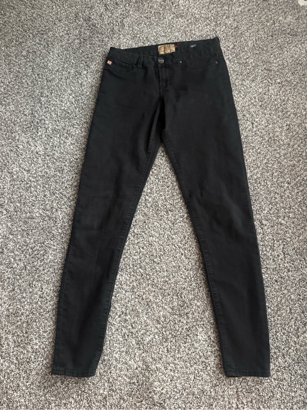Dear John Black Jeans with Tan Label Detail
